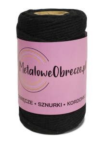 Sznurek bawełniany CZARNY 2 mm  60 m 
