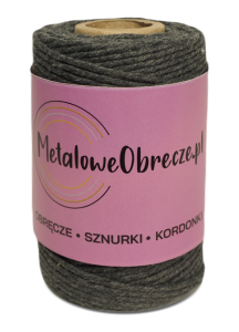 Sznurek bawełniany GRAFITOWY 2 mm  60 m  