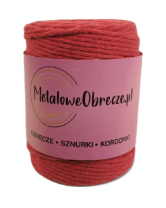 Sznurek bawełniany MALINOWY 3 mm  100 m 