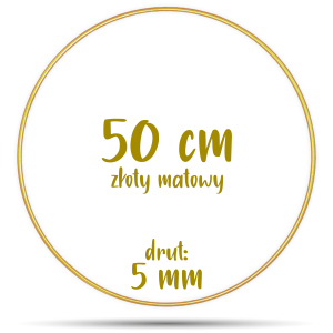 Obręcz metalowa ZŁOTA MATOWA 50 cm 5 mm  GRUBY DRUT do łapaczy snów, koło do makramy