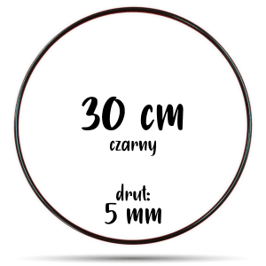 Obręcz metalowa CZARNA 30 cm 5 mm  GRUBY DRUT do łapaczy snów, koło do makramy