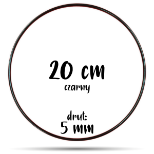 Obręcz metalowa CZARNA 20 cm 5 mm  GRUBY DRUT do łapaczy snów, koło do makramy