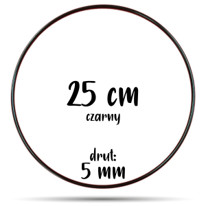 Obręcz metalowa CZARNA 25 cm 5 mm  GRUBY DRUT do łapaczy snów, koło do makramy