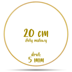 Obręcz metalowa Złota Matowa 20 cm 5 mm  GRUBY DRUT do łapaczy snów, koło do makramy