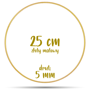 Obręcz metalowa Złota Matowa 25 cm 5 mm  GRUBY DRUT do łapaczy snów, koło do makramy