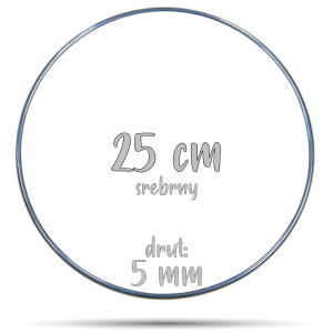 Obręcz metalowa Srebrna 25 cm 5 mm  GRUBY DRUT do łapaczy snów, koło do makramy