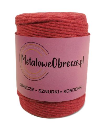 Sznurek bawełniany MALINOWY 3 mm  100 m 