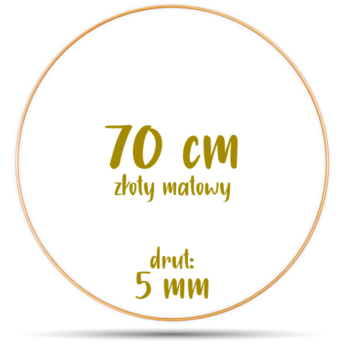 Obręcz metalowa ZŁOTA MATOWA 70 cm 5 mm  GRUBY DRUT do łapaczy snów, koło do makramy