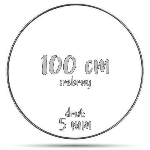 Obręcz metalowa SREBRNA 100 cm 5 mm  GRUBY DRUT do łapaczy snów, koło do makramy