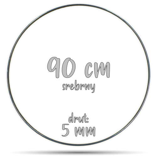 Obręcz metalowa SREBRNA 90 cm 5 mm  GRUBY DRUT do łapaczy snów, koło do makramy