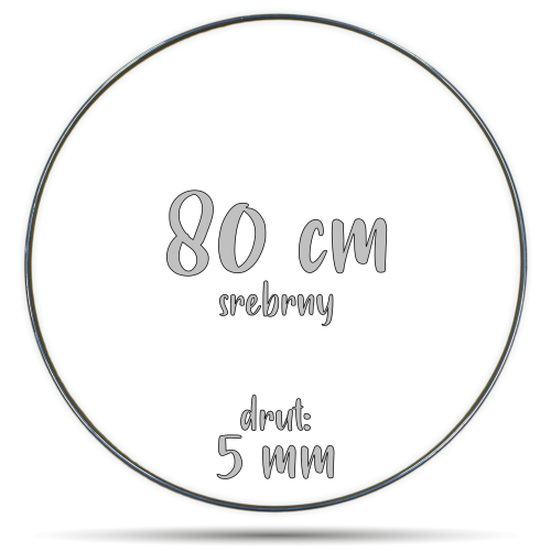 Obręcz metalowa SREBRNA 80 cm 5 mm  GRUBY DRUT do łapaczy snów, koło do makramy