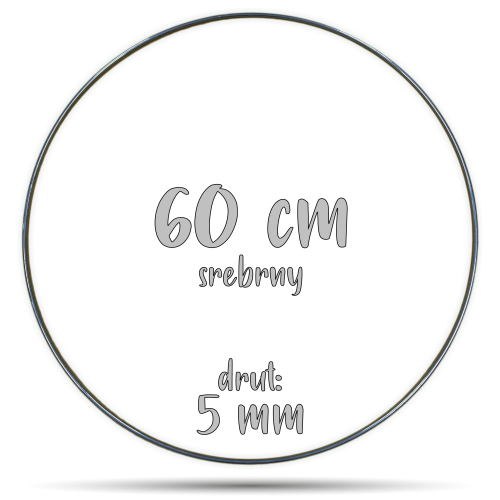 Obręcz metalowa SREBRNA 60 cm 5 mm  GRUBY DRUT do łapaczy snów, koło do makramy