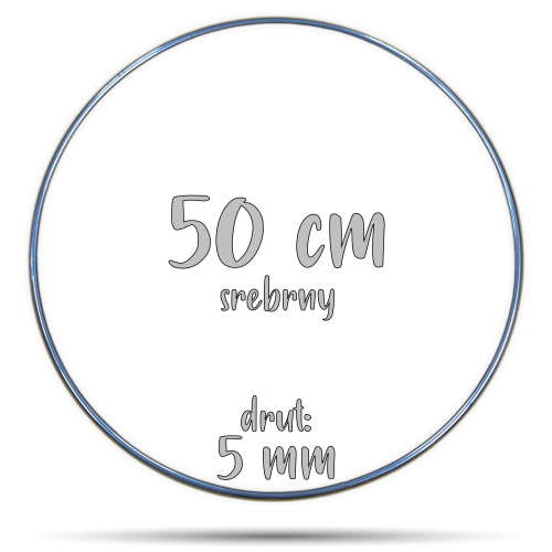 Obręcz metalowa SREBRNA 50 cm 5 mm  GRUBY DRUT do łapaczy snów, koło do makramy