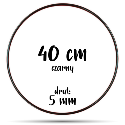 Obręcz metalowa CZARNA 40 cm 5 mm  GRUBY DRUT do łapaczy snów, koło do makramy