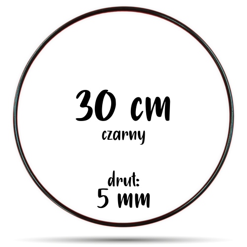 Obręcz metalowa CZARNA 30 cm 5 mm  GRUBY DRUT do łapaczy snów, koło do makramy