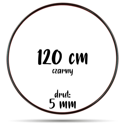 Obręcz metalowa CZARNA 120 cm 5 mm  GRUBY DRUT do łapaczy snów, koło do makramy
