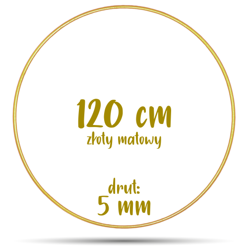 Obręcz metalowa Złota Matowa 120 cm 5 mm  GRUBY DRUT do łapaczy snów, koło do makramy