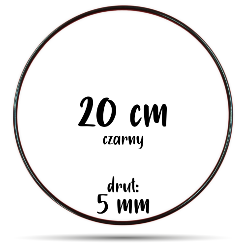 Obręcz metalowa CZARNA 20 cm 5 mm  GRUBY DRUT do łapaczy snów, koło do makramy
