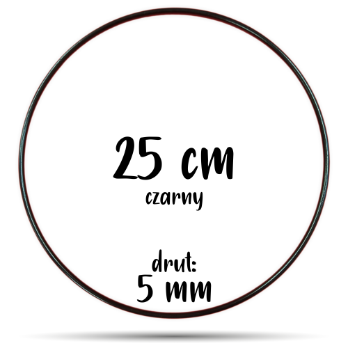 Obręcz metalowa CZARNA 25 cm 5 mm  GRUBY DRUT do łapaczy snów, koło do makramy