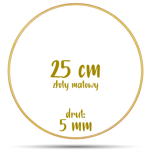Obręcz metalowa Złota Matowa 25 cm 5 mm  GRUBY DRUT do łapaczy snów, koło do makramy