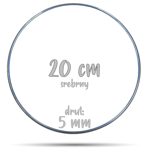Obręcz metalowa Srebrna 20 cm 5 mm  GRUBY DRUT do łapaczy snów, koło do makramy