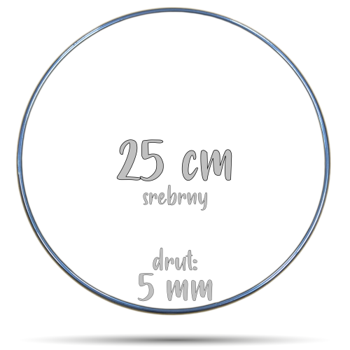 Obręcz metalowa Srebrna 25 cm 5 mm  GRUBY DRUT do łapaczy snów, koło do makramy