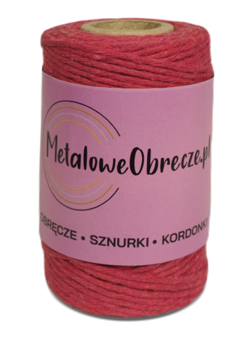 Sznurek bawełniany malinowy 2 mm / 60 m