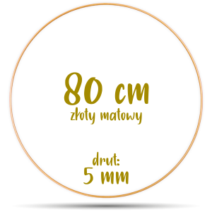 Obręcz metalowa ZŁOTA MATOWA 80 cm 5 mm  GRUBY DRUT do łapaczy snów, koło do makramy