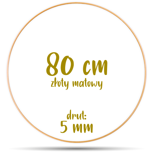 Obręcz metalowa ZŁOTA MATOWA 80 cm 5 mm  GRUBY DRUT do łapaczy snów, koło do makramy