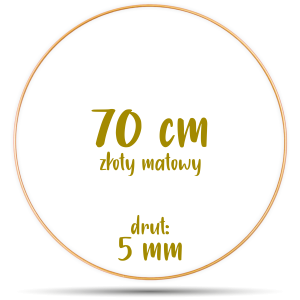 Obręcz metalowa ZŁOTA MATOWA 70 cm 5 mm  GRUBY DRUT do łapaczy snów, koło do makramy