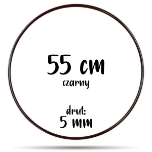 Obręcz metalowa CZARNA 55 cm 5 mm  GRUBY DRUT do łapaczy snów, koło do makramy