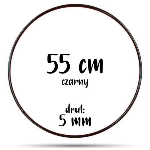 Obręcz metalowa CZARNA 55 cm 5 mm  GRUBY DRUT do łapaczy snów, koło do makramy