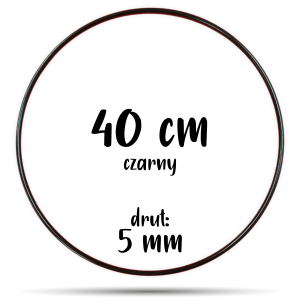 Obręcz metalowa CZARNA 40 cm 5 mm  GRUBY DRUT do łapaczy snów, koło do makramy